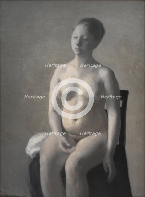 Seated Female Nude , 1889. Creator: Hammershøi, Vilhelm (1864-1916).
