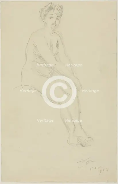 Seated Female Nude, 1904. Creator: Anders Leonard Zorn.