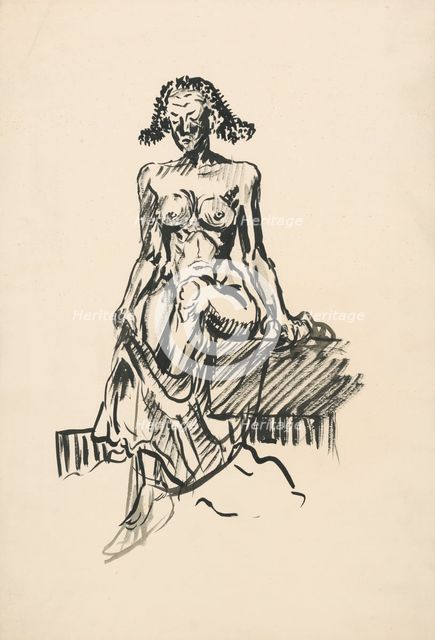 Seated Female Nude, around 1940. Creator: Arnold Peter Weisz-Kubincan.