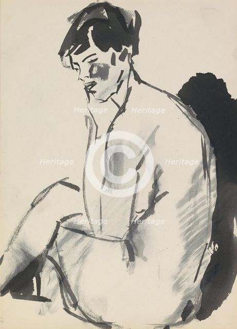 Seated Female Nude, c.1915-1934. Creator: Isaac Lazerus Israels.