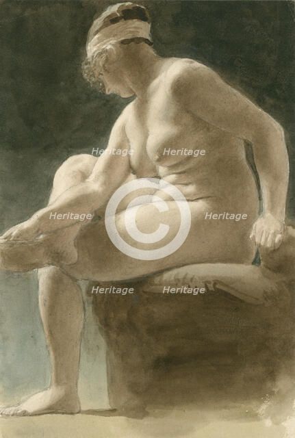 Seated female nude, (c1800?). Creator: Thomas Stothard.