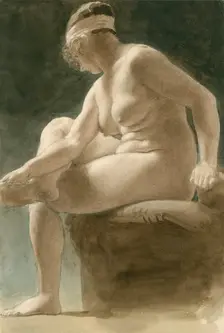 Seated female nude, (c1800?). Creator: Thomas Stothard