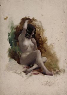 Seated female nude, c1850. Creator: Unknown