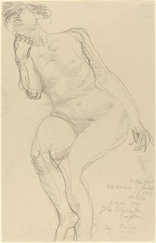 Seated Female Nude Leaning to the Left, 1908. Creator: Auguste Rodin