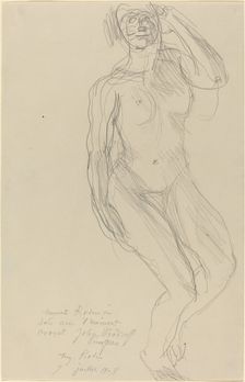 Seated Female Nude Looking Forward, 1908. Creator: Auguste Rodin