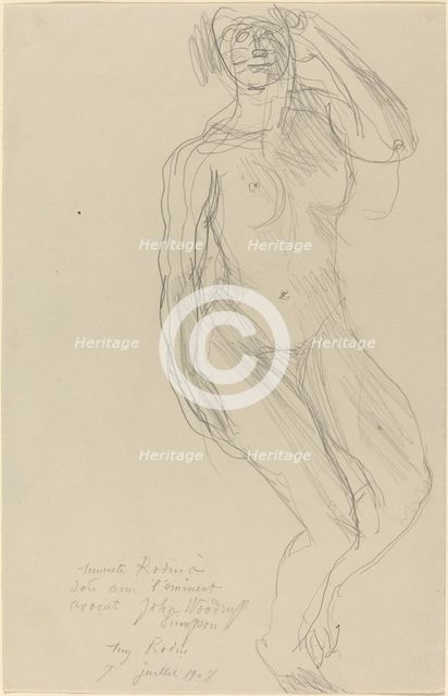 Seated Female Nude Looking Forward, 1908. Creator: Auguste Rodin.