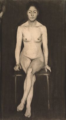 Seated Female Nude (Self-Portrait?), c. 1899. Creator: Paula Modersohn-Becker (German, 1876-1907)