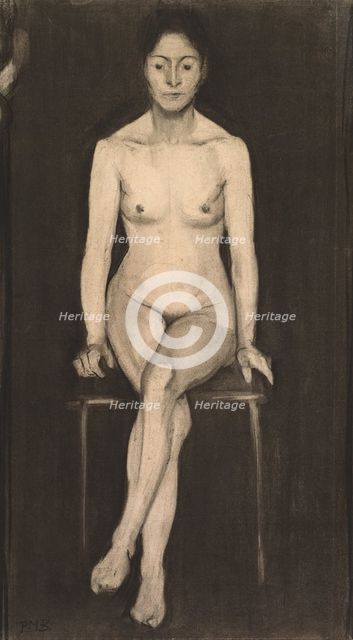 Seated Female Nude (Self-Portrait?), c. 1899. Creator: Paula Modersohn-Becker (German, 1876-1907).