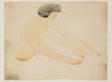 Seated Female Nude with Black Hair, between 1840 and 1917. Creator: Auguste Rodin