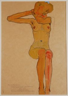 Seated Female Nude with Raised Arm (Gertrude Schiele)