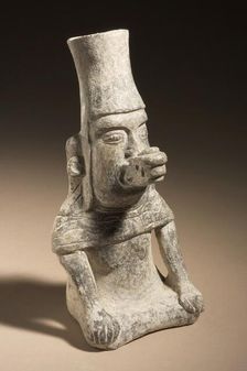Seated Figure Wearing Serpent Mask, A.D. 550-900. Creator: Unknown