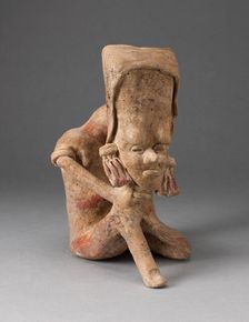 Seated Figure with an Elongated Head and Chin Placed on Knee, 300 B.C./A.D. 300. Creator: Unknown
