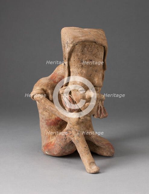 Seated Figure with an Elongated Head and Chin Placed on Knee, 300 B.C./A.D. 300. Creator: Unknown.