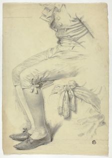 Seated Figure and Sketch of Sash Tied Around Torso, n.d. Creator: John Downman