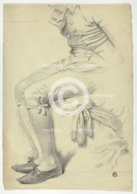 Seated Figure and Sketch of Sash Tied Around Torso, n.d. Creator: John Downman.
