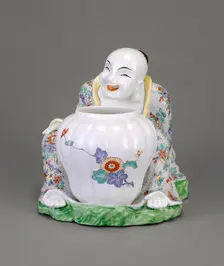 Seated Figure and Potpourri Vase, Chantilly, c. 1740. Creator: Chantilly Porcelain Manufactory