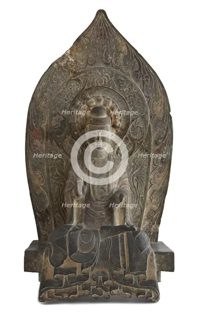 Seated figure of the Buddha Sakyamuni in high relief, Period of Division, 534-550. Creator: Unknown.