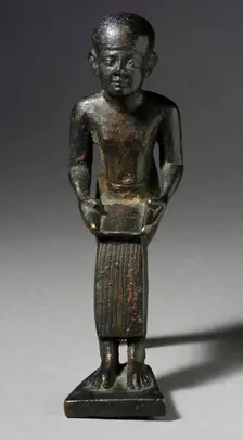 Seated Figure of the God Imhotep Holding a Scroll, 712-332 B.C. or later. Creator: Unknown