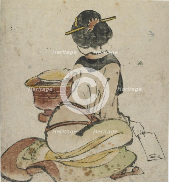 Seated figure of a woman, late 18th-early 19th century. Creator: Hokusai.