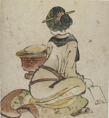 Seated figure of a woman, late 18th-early 19th century. Creator: Hokusai