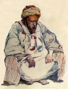 Seated Figure of Syrian Shepherd in Sheepskin Coat 1902. Creator: John Fulleylove