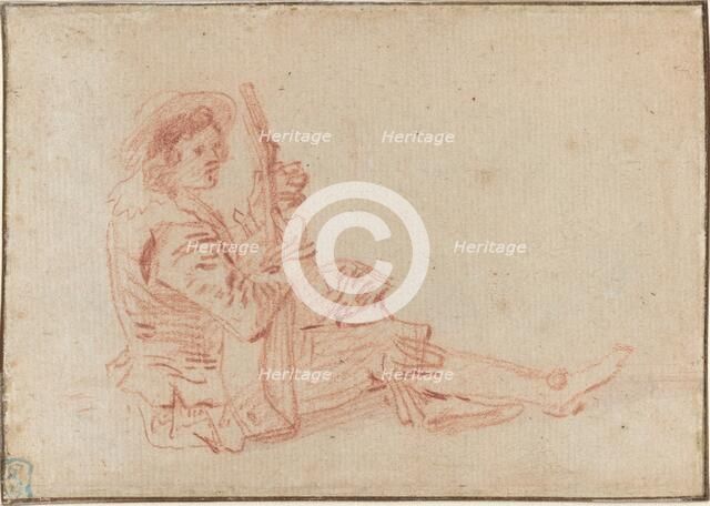 Seated Guitarist [recto]. Creator: Jean-Antoine Watteau.