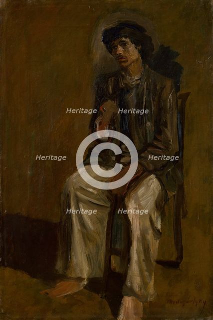 Seated Gypsy with a Staff, around 1900. Creator: Ladislav Mednyanszky.