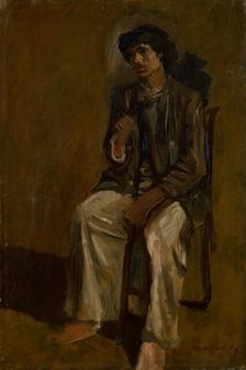 Seated Gypsy with a Staff, around 1900. Creator: Ladislav Mednyanszky