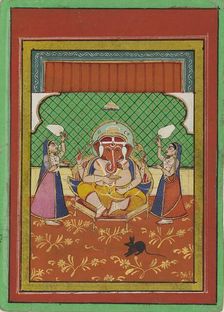 Seated Ganesha with attendants, early 20th century