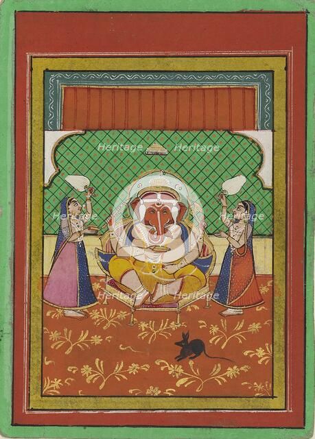 Seated Ganesha with attendants, early 20th century. Artist: Unknown.