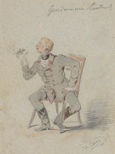 Seated Gendarmerie Lieutenant, 1854. Creator: Friedrich Carl von Scheidlin