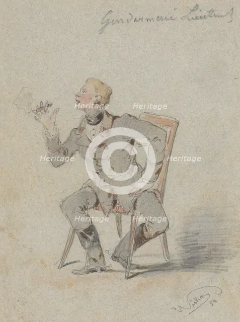 Seated Gendarmerie Lieutenant, 1854. Creator: Friedrich Carl von Scheidlin.