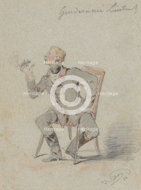 Seated Gendarmerie Lieutenant, 1854. Creator: Friedrich Carl von Scheidlin.