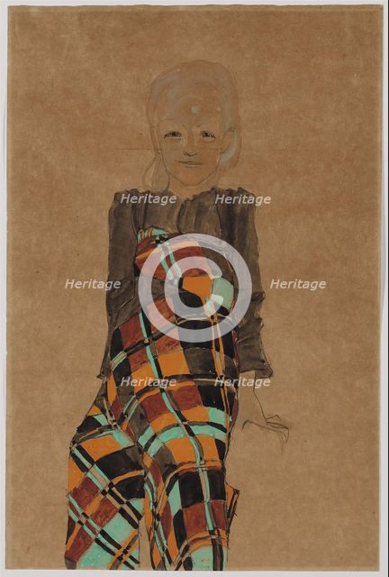 Seated Girl , 1910. Creator: Schiele, Egon (1890-1918).