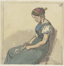 Seated girl, asleep, c1830-1880. Creator: Jakob Dielmann