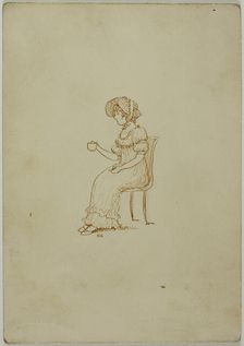 Seated Girl Holding Tea Cup, 1866-1901. Creator: Catherine Greenaway