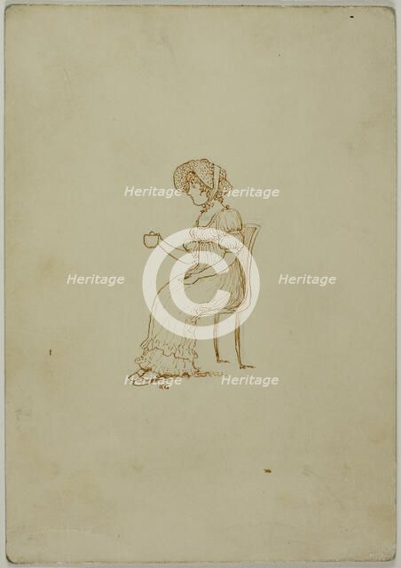 Seated Girl Holding Tea Cup, 1866-1901. Creator: Catherine Greenaway.