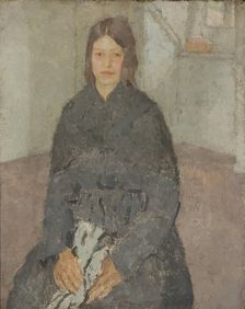 Seated Girl Holding a Piece of Sewing, 1915-1925. Creator: Gwendolen Mary John
