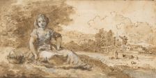 Seated Girl in a Landscape, 1702-88. Creator: Francesco Zuccarelli