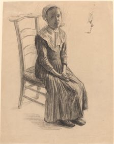 Seated Girl in Peasant Costume, 19th century. Creator: Unknown