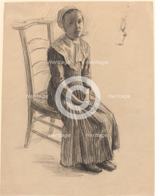 Seated Girl in Peasant Costume, 19th century. Creator: Unknown.