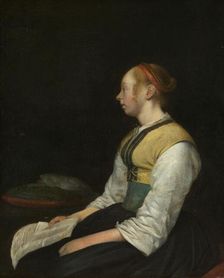 Seated Girl in Peasant Costume, c.1650-c.1660. Creator: Gerard Terborch II