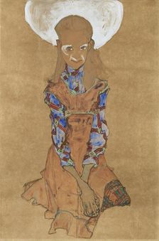 Seated Girl (Poldi Lodzinski), 1910. Creator: Egon Schiele