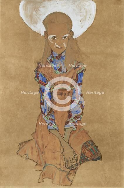 Seated Girl (Poldi Lodzinski), 1910. Creator: Egon Schiele.