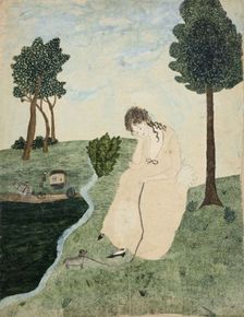 Seated Girl with a Coach in the Distance (The Departure), n.d. Creator: Orra Louise White