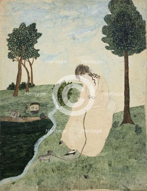 Seated Girl with a Coach in the Distance (The Departure), n.d. Creator: Orra Louise White.