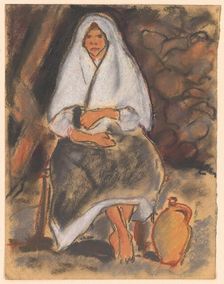 Seated Girl with a Jug, 1931. Creator: Zolo Palugyay
