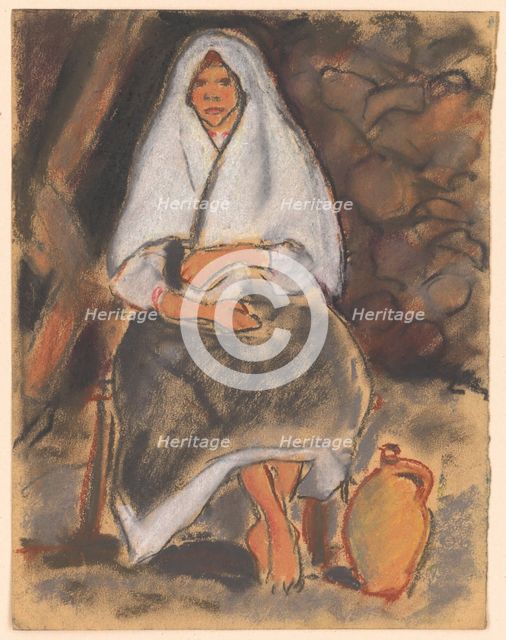 Seated Girl with a Jug, 1931. Creator: Zolo Palugyay.