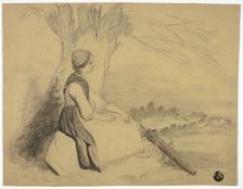 Seated Girl with Basket, 1876. Creator: Edith Langdale