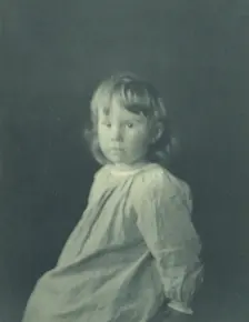 Seated girl with body facing left looking at the camera, c1900. Creator: Myra Albert Wiggins